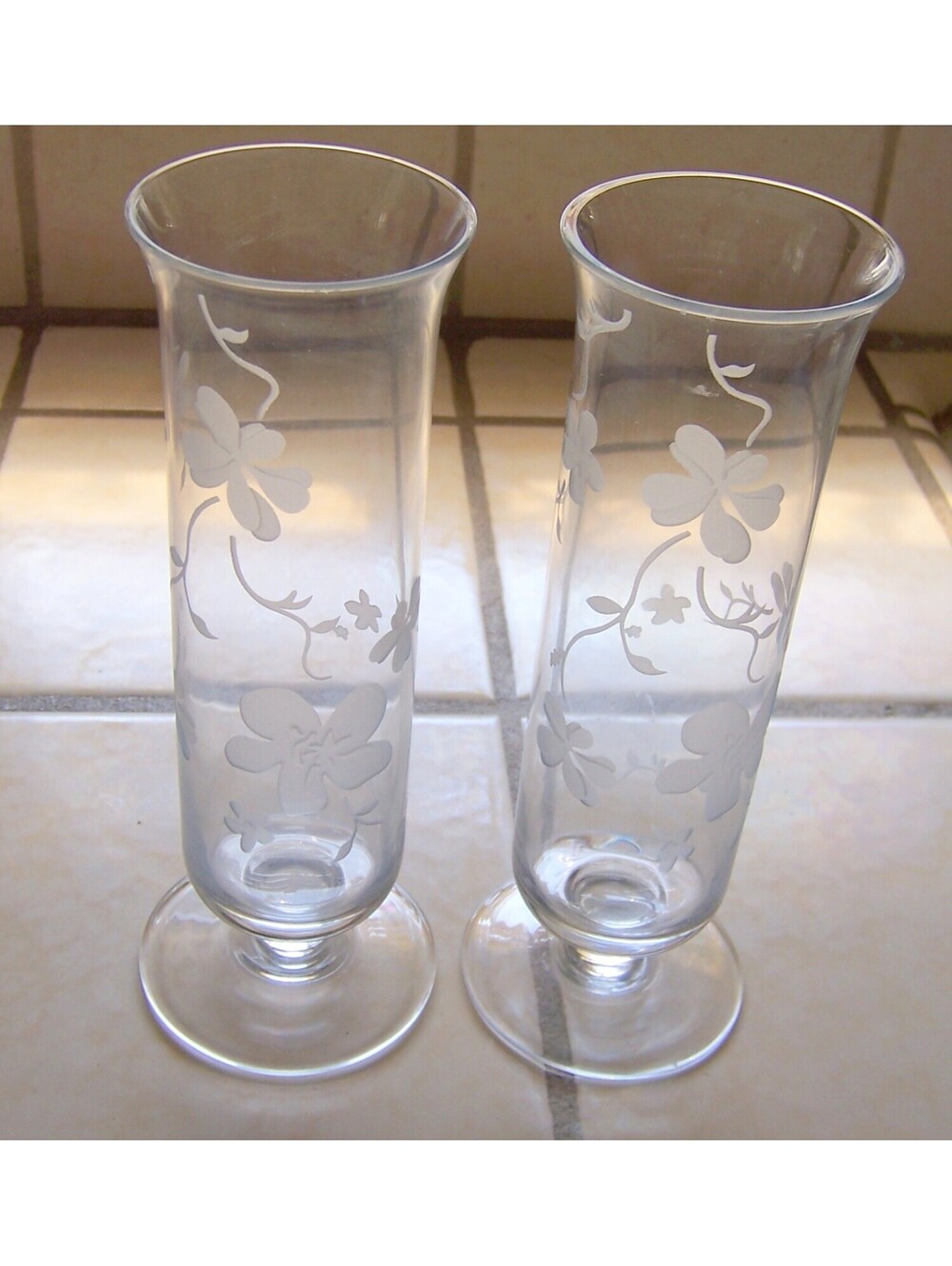 Yours Truly Marquis by Waterford Etched Crystal Bud Vases